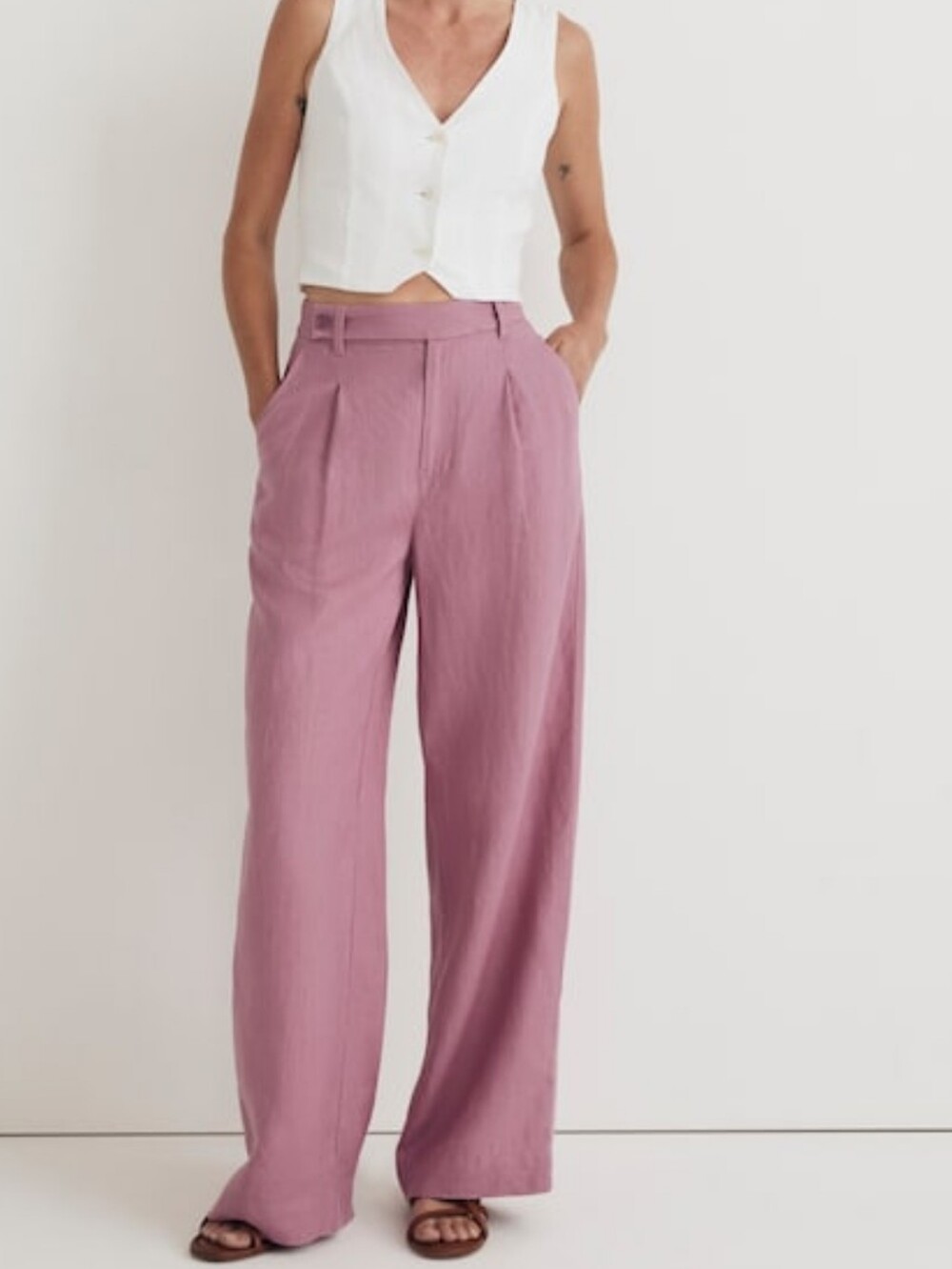 NWT Madewell Black Wide-Leg Linen Blend Pants 4 Petite